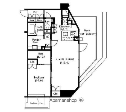 東京都目黒区下目黒２丁目[1LDK/56.52m2]の間取図