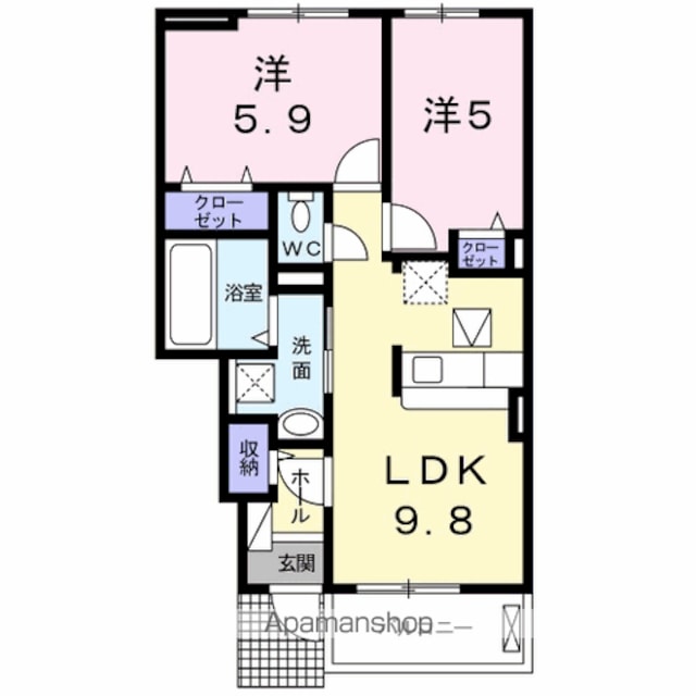 グレースⅠ[2LDK/49.6m2]の間取図