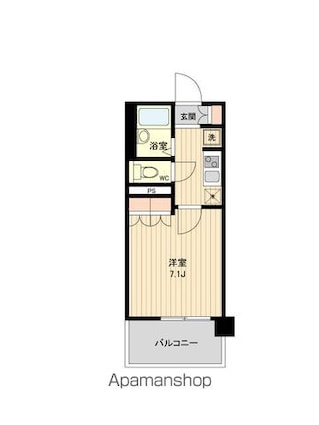 ラクアスレジデンス東新宿[1K/23.6m2]の間取図