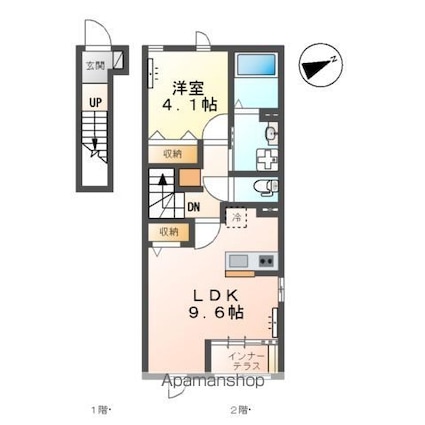 ソレイユ　みや[1LDK/42.82m2]の間取図