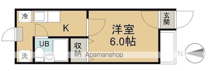 プチメゾン若里[1K/24.96m2]の間取図