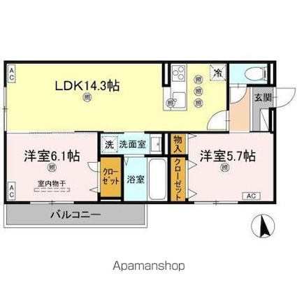 セレノアールＡ[2LDK/57.8m2]の間取図