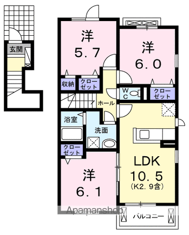 青梅市大柳町のアパートの間取り