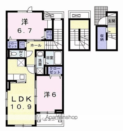 仮）六高台５丁目アパートⅡ[2LDK/66.02m2]の間取図