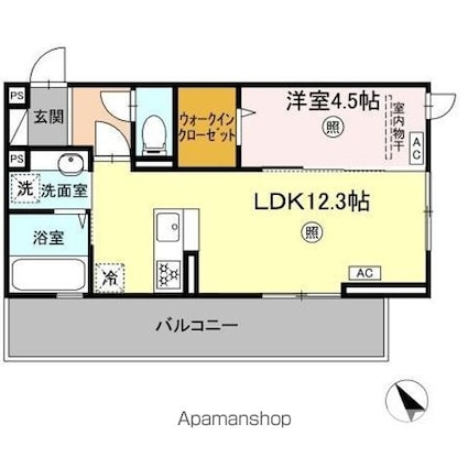 インフィニティ新八代[1LDK/41.85m2]の間取図