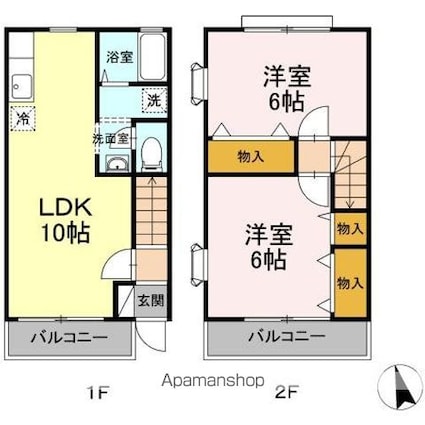 ソレーユ　ＡＢ[2LDK/53.86m2]の間取図