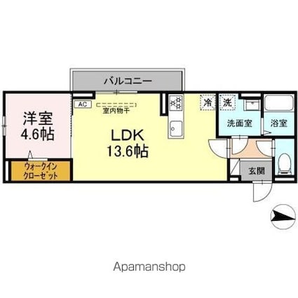 コーポ陽だまりⅡ[1LDK/43.61m2]の間取図