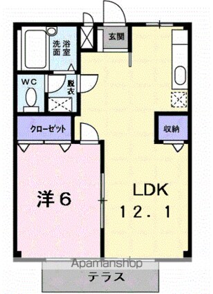 サンシティコスモ　Ａ[1LDK/39.74m2]の間取図