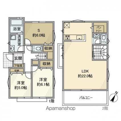 東野川戸建[2SLDK/92.34m2]の間取図