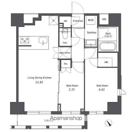 コンフォリア台東根岸[2LDK/51.58m2]の間取図