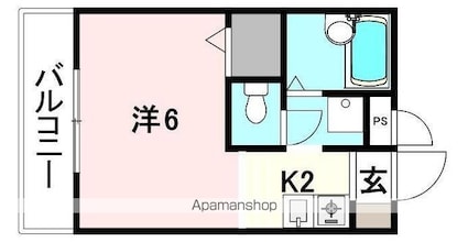 カハラ[1K/19.87m2]の間取図