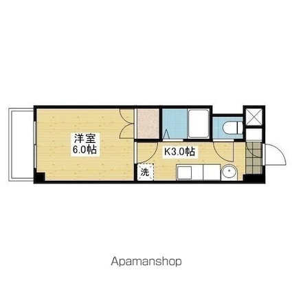 モーメント枝松[1K/21m2]の間取図