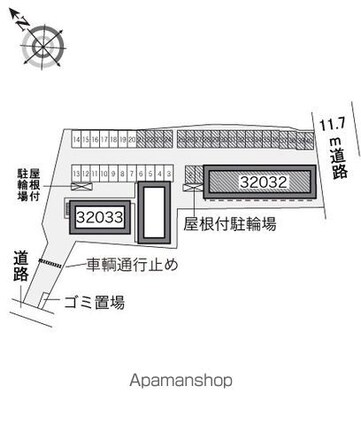 レオパレスケリュスＡ[1K/28.02m2]の配置図