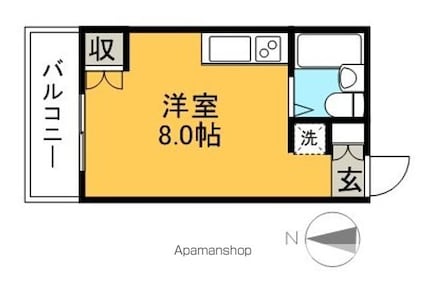 エトワール愛宕Ⅱ[1R/17.39m2]の間取図