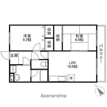 カルフールⅥ[2LDK/54m2]の間取図