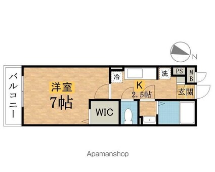 パピヨン八王子みなみ野[1K/26.52m2]の間取図