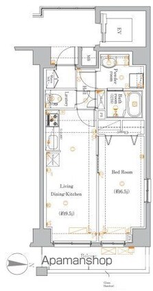 シャルム亀戸[1LDK/42.25m2]の間取図