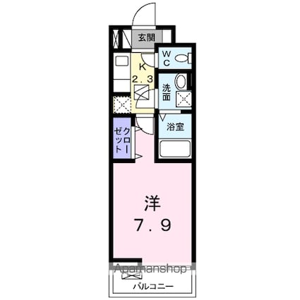 ラ　ラ　トマート　Ｂ[1K/26.16m2]の間取図