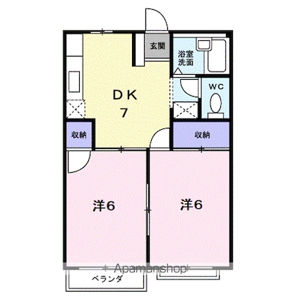 エルディム白馬[2DK/39.74m2]の間取図