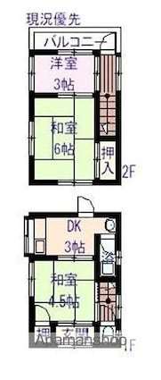 広島県尾道市向東町[3DK/43.2m2]の間取図