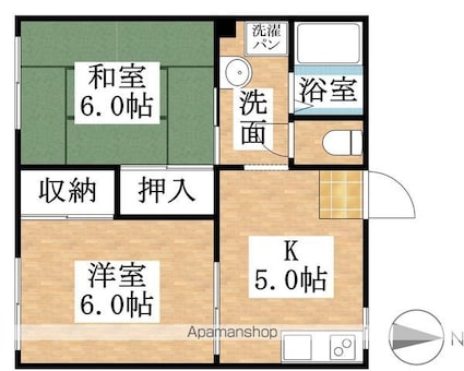 サンクレスト昭和　Ａ棟[2K/36m2]の間取図