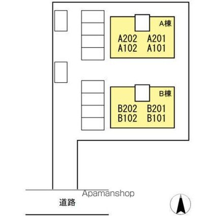 ドミール平野　Ｂ棟[3DK/50.31m2]の配置図