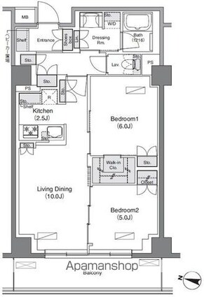 ソライエアイル練馬北町[2LDK/58.42m2]の間取図
