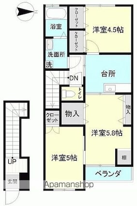 ジオ・イースト[3K/48m2]の間取図