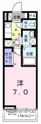 フォンターナ・コリーナⅠ[1K/26.72m2]の間取図