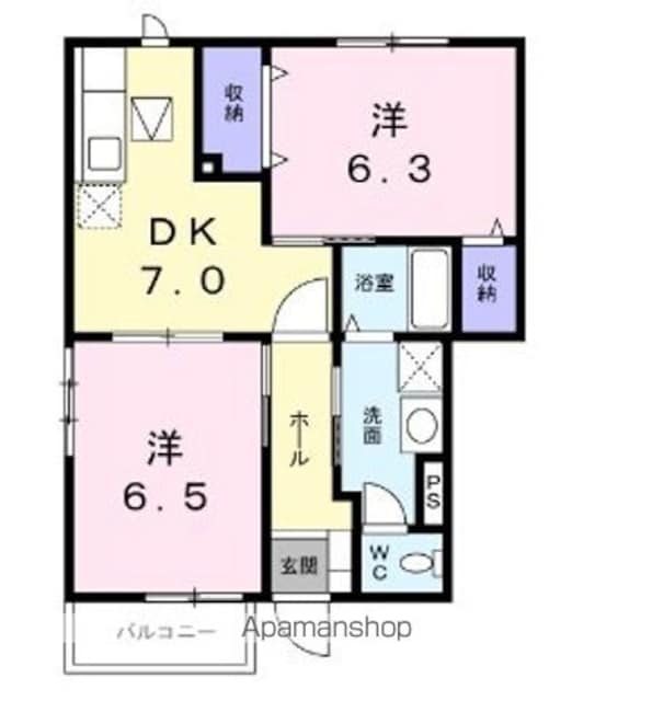 広島県竹原市竹原町[2DK/47.93m2]の間取図