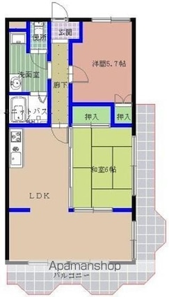 ロイヤルオークⅡ[2LDK/59.36m2]の間取図