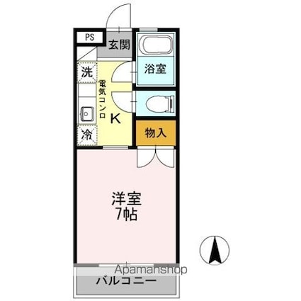 ＥＬＲＶＥＲ（エルヴェ）[1K/22.68m2]の間取図