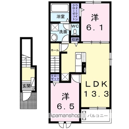 咲くら屋Ⅱ[2LDK/59.55m2]の間取図
