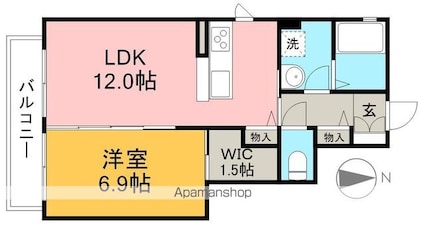 高知県高知市神田[1LDK/47.86m2]の間取図