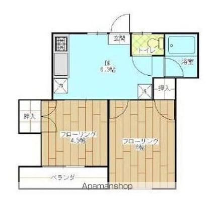 マツモトハイツ[2DK/33.83m2]の間取図