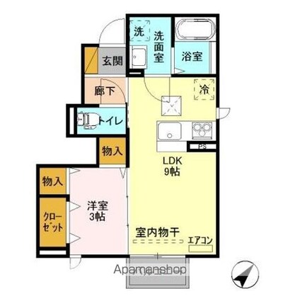 カーサイルフィオーレ　Ｂ[1LDK/32.83m2]の間取図