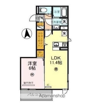 Ｄーｒｏｏｍ宇須　輝[1LDK/41.93m2]の間取図
