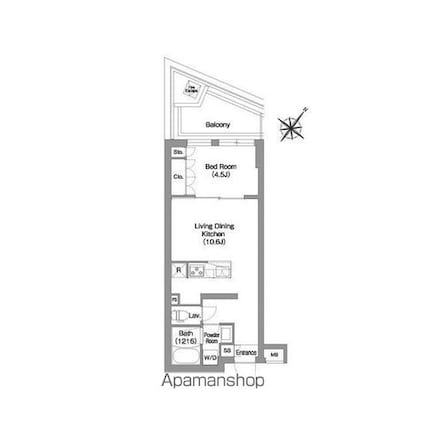コンフォリア・リヴ渋谷本町[1LDK/38.4m2]の間取図