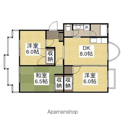 新納マンション[3DK/62.4m2]の間取図