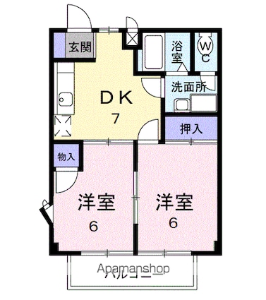 ガーデンヒルズⅠ[2DK/40.04m2]の間取図