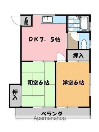 ハイツ田口[2DK/40.5m2]の間取図