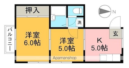 梅西コーポ[2K/32.8m2]の間取図