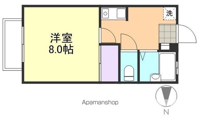 岡山県倉敷市沖[1K/26.5m2]の間取図
