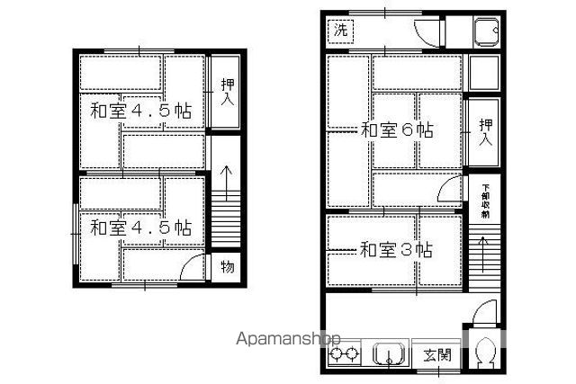 修学院坪江町貸家の間取り写真