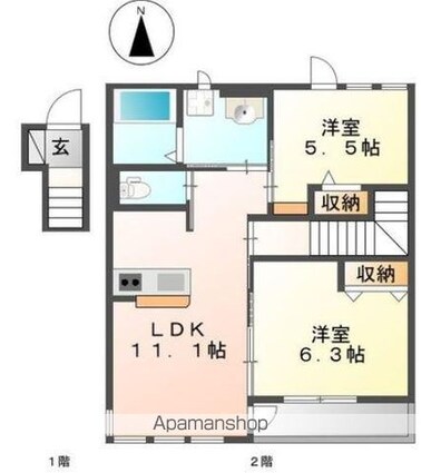 ブリアン・ルミエール　[2LDK/54.18m2]の間取図