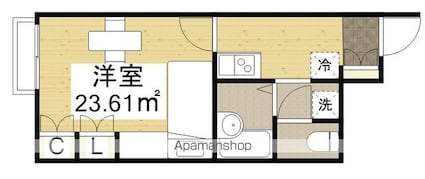 レオパレス悠　１[1K/23.61m2]の間取図