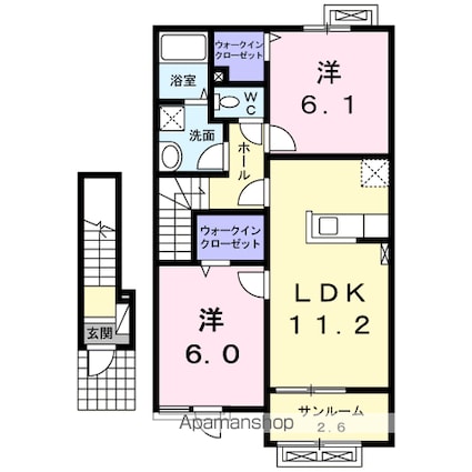 リバティーヒルズ　Ⅰ[2LDK/61.96m2]の間取図