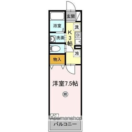 メゾンパークみずほ台[1K/25.28m2]の間取図