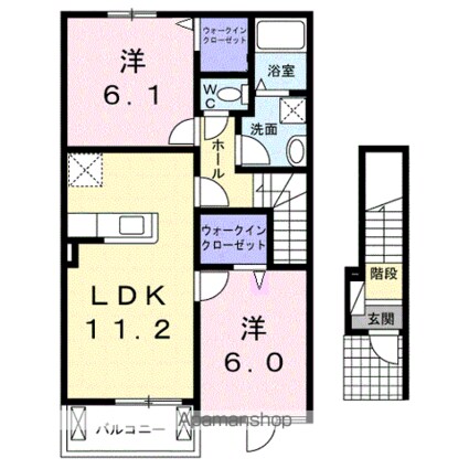 グランディールＢ[2LDK/57.64m2]の間取図