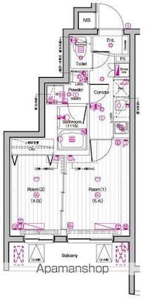 ＴＨＥ　ＰＲＥＭＩＵＭ　ＣＵＢＥ　Ｇ　東中野[2K/29.53m2]の間取図